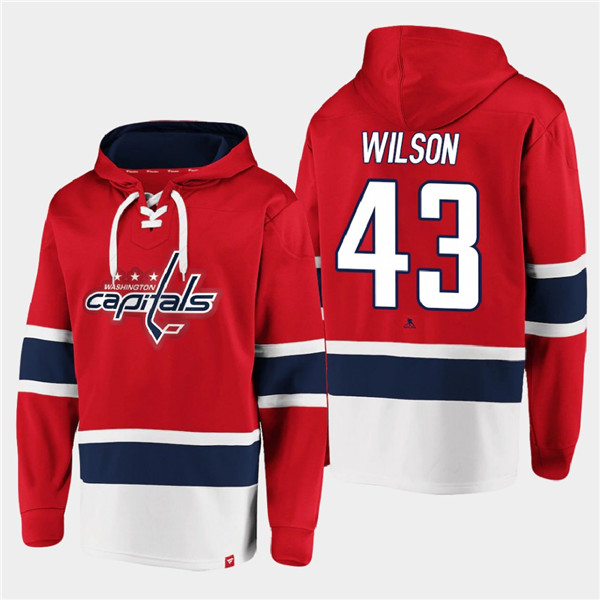 Washington Capitals #43 Tom Wilson Red All Stitched Sweatshirt Hoodie