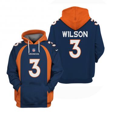 Denver Broncos #3 Russell Wilson Navy Pullover Hoodie