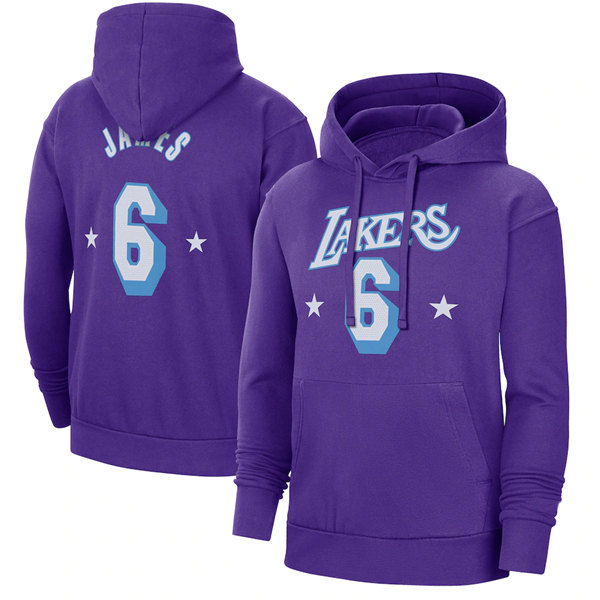 Los Angeles Lakers #6 LeBron James Purple Pullover Hoodie