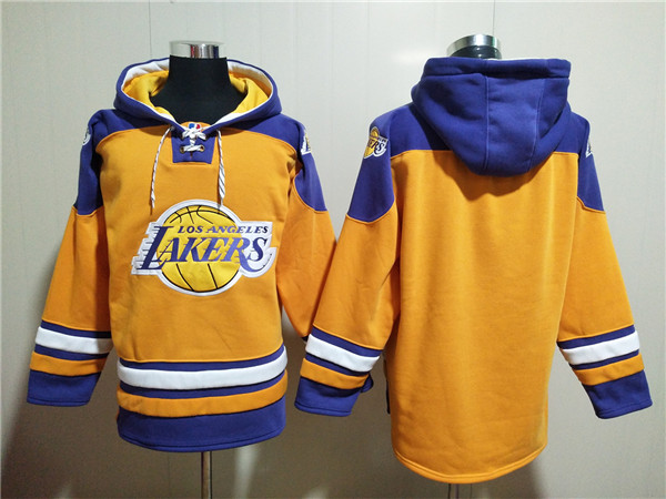Los Angeles Lakers Blank Yellow Lace-Up Pullover Hoodie