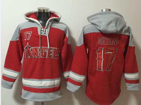 Los Angeles Angels #17 Shohei Ohtani Red Ageless Must Have Lace Up Pullover Hoodie