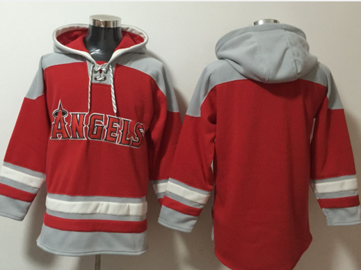 Los Angeles Angels Blank Red Ageless Must Have Lace Up Pullover Hoodie