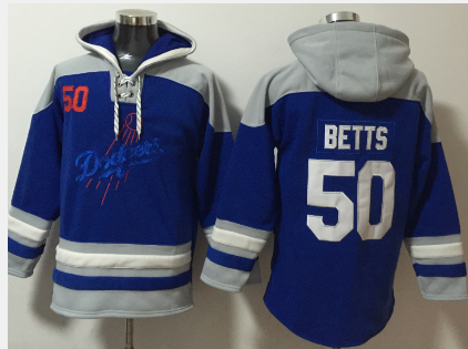 Los Angeles Dodgers #50 Mookie Betts Blue Ageless Must Have Lace Up Pullover Hoodie