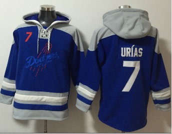 Los Angeles Dodgers #7 Julio Urias Blue Ageless Must Have Lace Up Pullover Hoodie