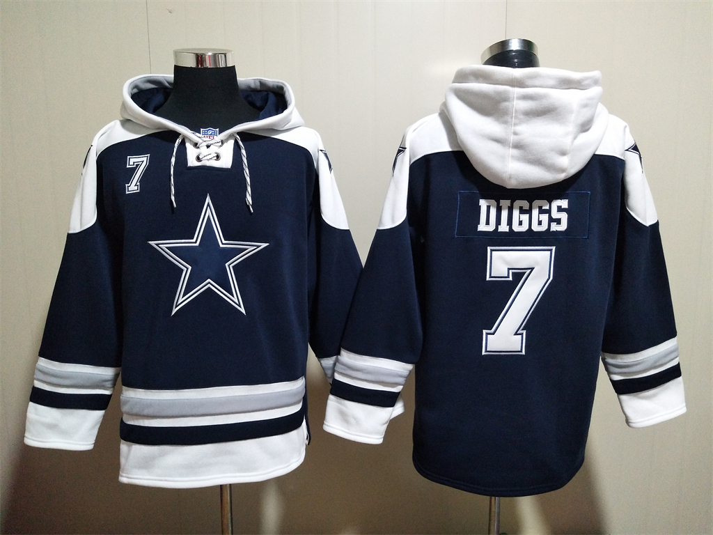 Dallas Cowboys #7 Trevon Diggs Navy Blue Ageless Must Have Lace Up Pullover Hoodie