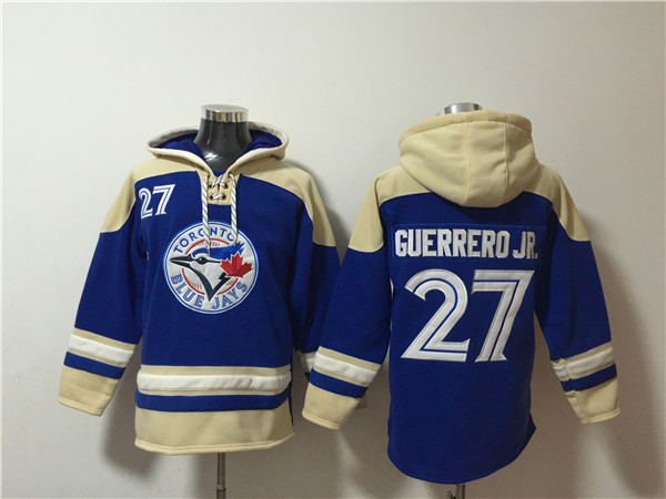 Toronto Blue Jays #27 Vladimir Guerrero Jr. Royal Ageless Must-Have Lace-Up Pullover Hoodie