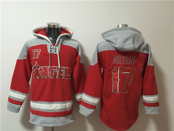 Los Angeles Angels #17 Shohei Ohtani Red Ageless Must-Have Lace-Up Pullover Hoodie