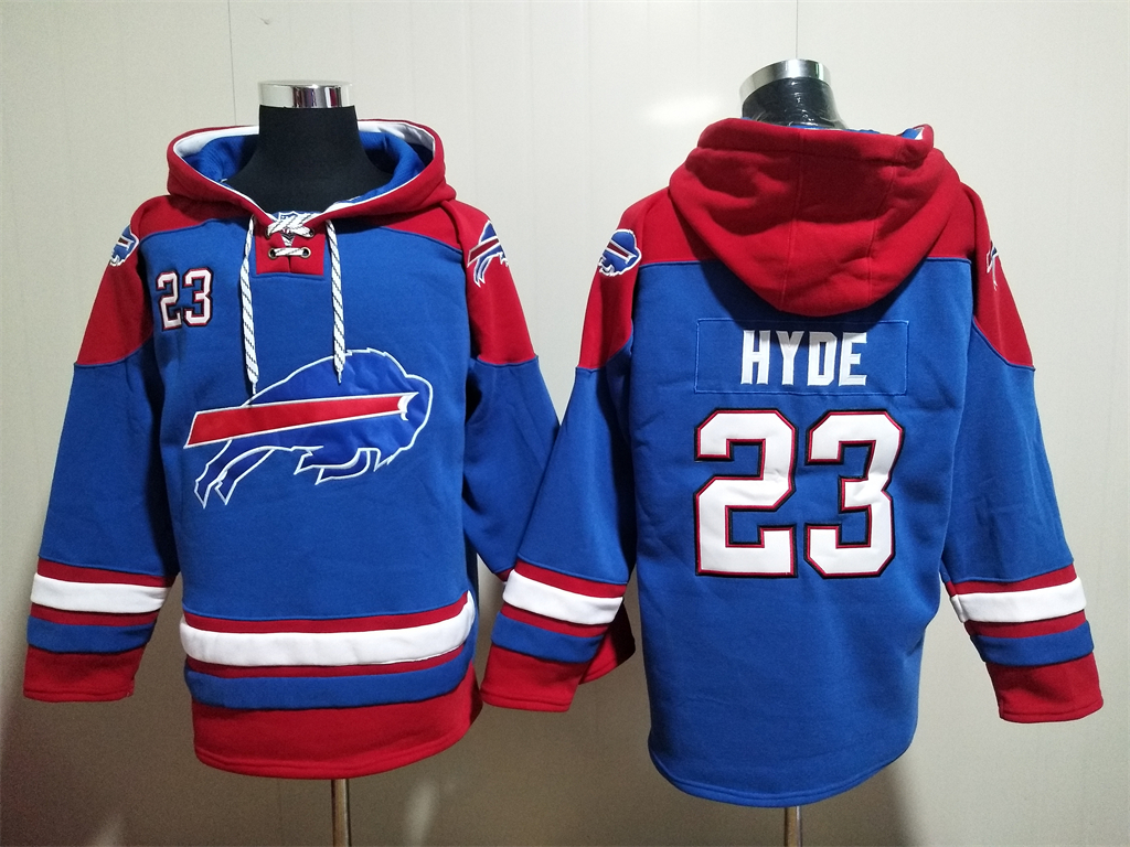 Buffalo Bills #23 Micah Hyde Blue Ageless Must Have Lace Up Pullover Hoodie
