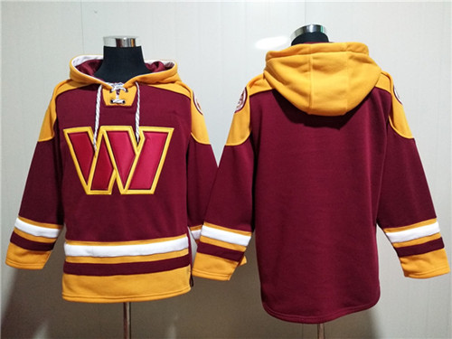 Washington Commanders Blank Burgundy Lace-Up Pullover Hoodie