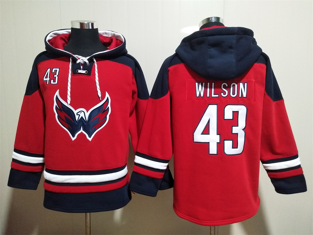 Washington Capitals #43 Tom Wilson Red Ageless Must Have Lace Up Pullover Hoodie