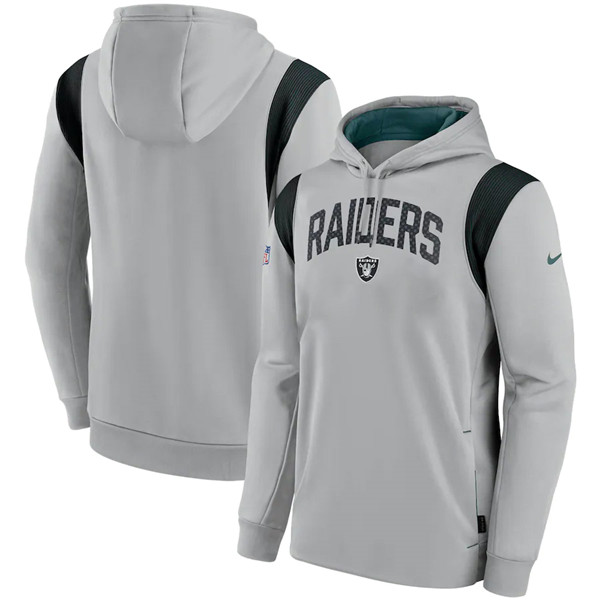Las Vegas Raiders Gray Sideline Stack Performance Pullover Hoodie