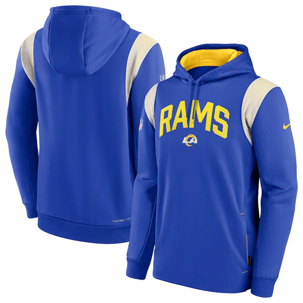 Los Angeles Rams Royal Sideline Stack Performance Pullover Hoodie