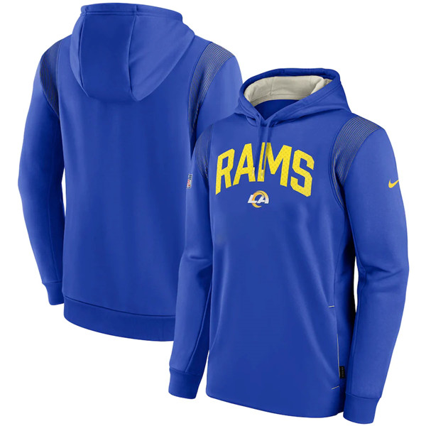 Los Angeles Rams Royal Sideline Stack Performance Pullover Hoodie