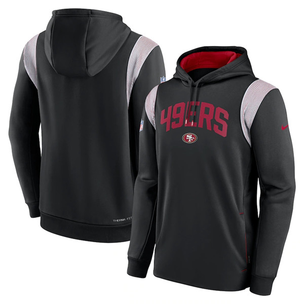 San Francisco 49ers Black Sideline Stack Performance Pullover Hoodie