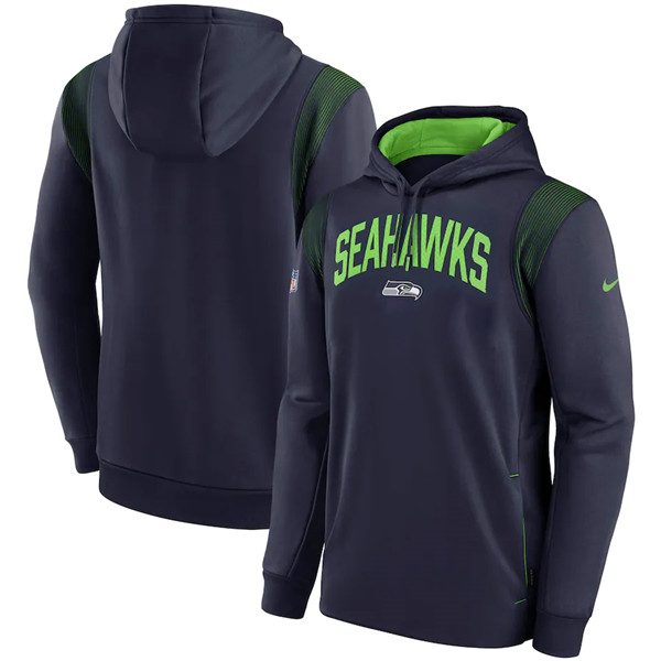 Seattle Seahawks College Navy Sideline Stack Performance Pullover Hoodie