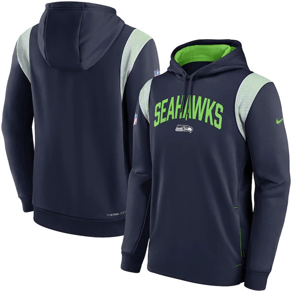 Seattle Seahawks College Navy Sideline Stack Performance Pullover Hoodie