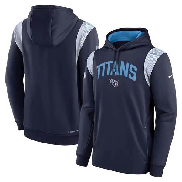 Tennessee Titans Navy Sideline Stack Performance Pullover Hoodie