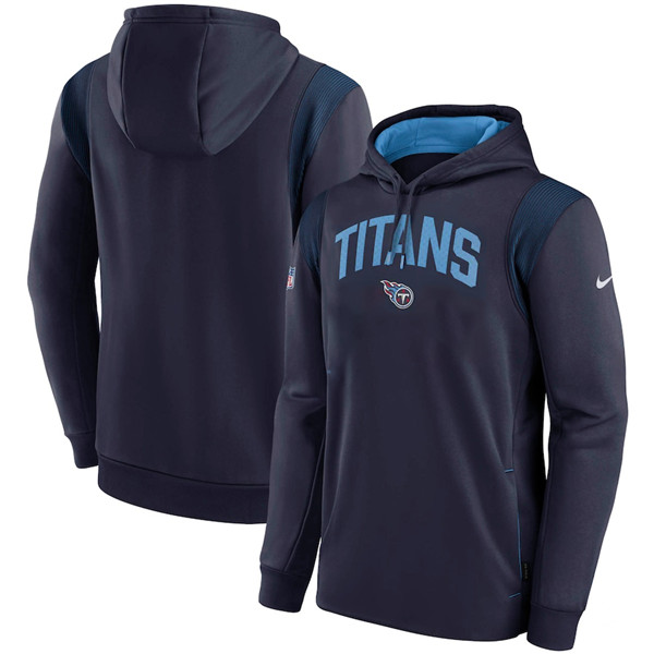 Tennessee Titans Navy Sideline Stack Performance Pullover Hoodie