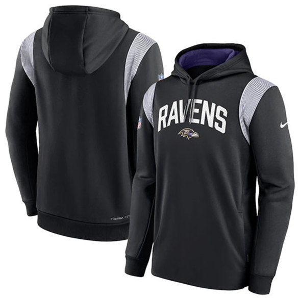 Baltimore Ravens Black Sideline Stack Performance Pullover Hoodie