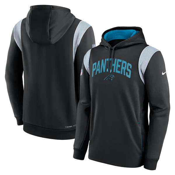 Carolina Panthers Black Sideline Stack Performance Pullover Hoodie