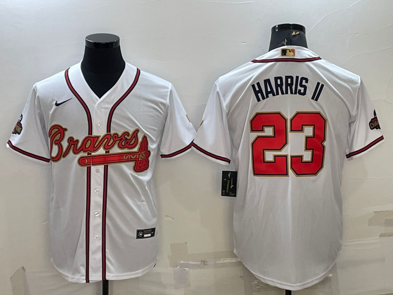 Atlanta Braves #23 Michael Harris II White Gold World Series Champions Program Cool Base Stitched Ba