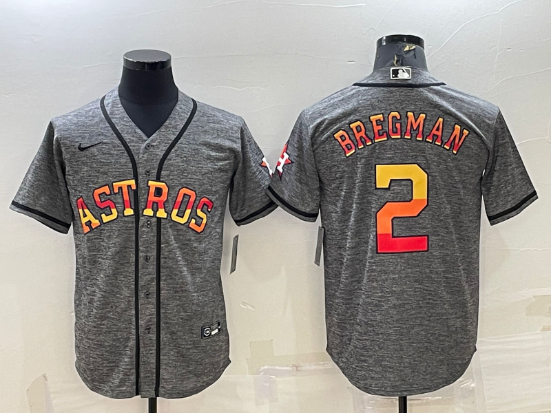 Houston Astros #2 Alex Bregman Grey With Patch Cool Base Stitched Baseball Jersey