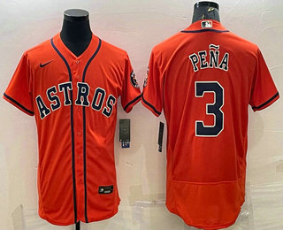 Houston Astros #3 Jeremy Pena Orange Stitched MLB Flex Base Nike Jersey