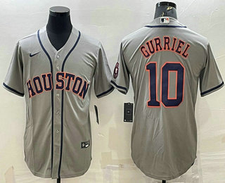 Houston Astros #10 Yuli Gurriel Grey With Patch Stitched MLB Cool Base Nike Jersey