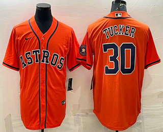 Houston Astros #30 Kyle Tucker Orange With Patch Stitched MLB Cool Base Nike Jersey