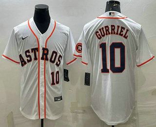 Houston Astros #10 Yuli Gurriel Number White With Patch Stitched MLB Cool Base Nike Jersey