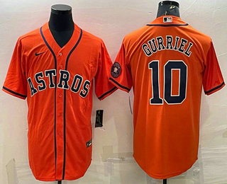 Houston Astros #10 Yuli Gurriel Orange With Patch Stitched MLB Cool Base Nike Jersey