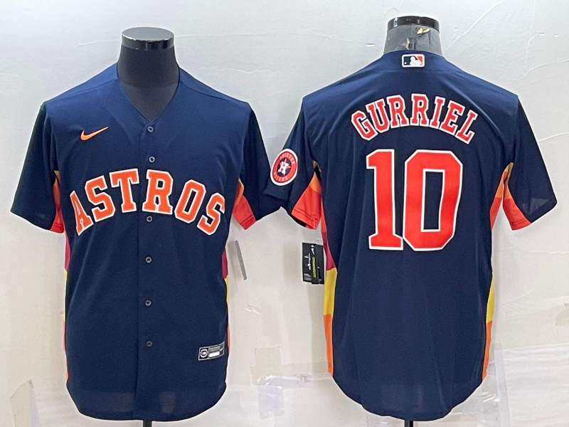 Houston Astros #10 Yuli Gurriel Navy Blue With Patch Stitched MLB Cool Base Nike Jersey