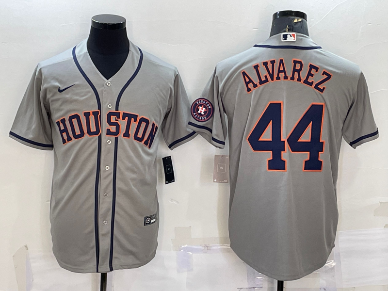 Houston Astros #44 Yordan Alvarez Grey With Patch Stitched MLB Cool Base Nike Jersey