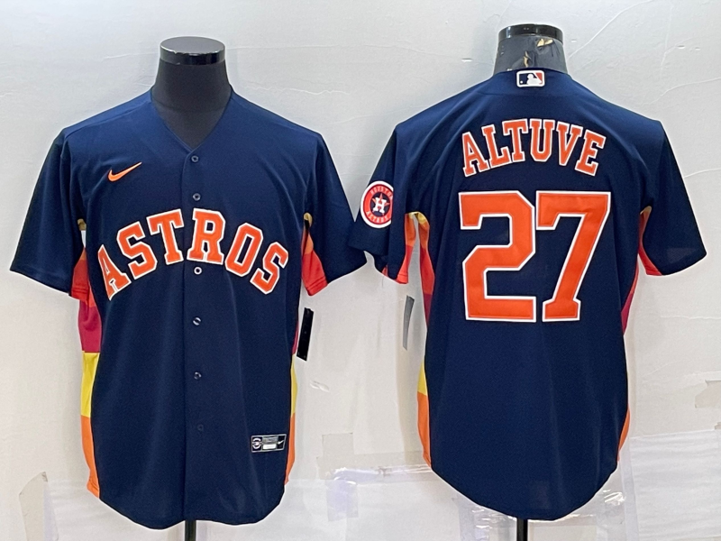 Houston Astros #27 Jose Altuve Navy Blue With Patch Stitched MLB Cool Base Nike Jersey