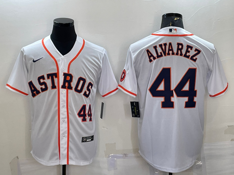 Houston Astros #44 Yordan Alvarez Number White With Patch Stitched MLB Cool Base Nike Jersey