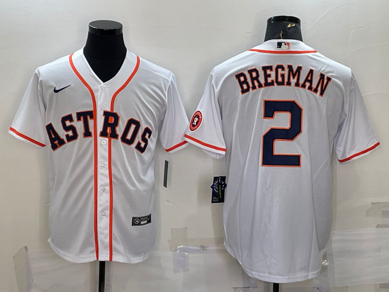 Houston Astros #2 Alex Bregman White With Patch Stitched MLB Cool Base Nike Jersey