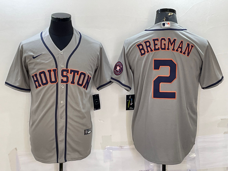 Houston Astros #2 Alex Bregman Grey With Patch Stitched MLB Cool Base Nike Jersey