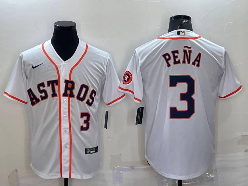 Houston Astros #3 Jeremy Pena Number White With Patch Stitched MLB Cool Base Nike Jersey