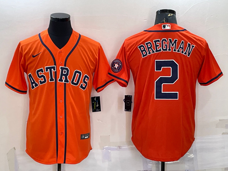 Houston Astros #2 Alex Bregman Orange With Patch Stitched MLB Cool Base Nike Jersey