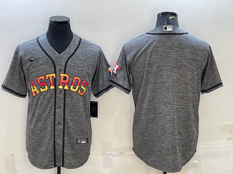 Houston Astros Blank Grey With Patch Cool Base Stitched Baseball Jersey