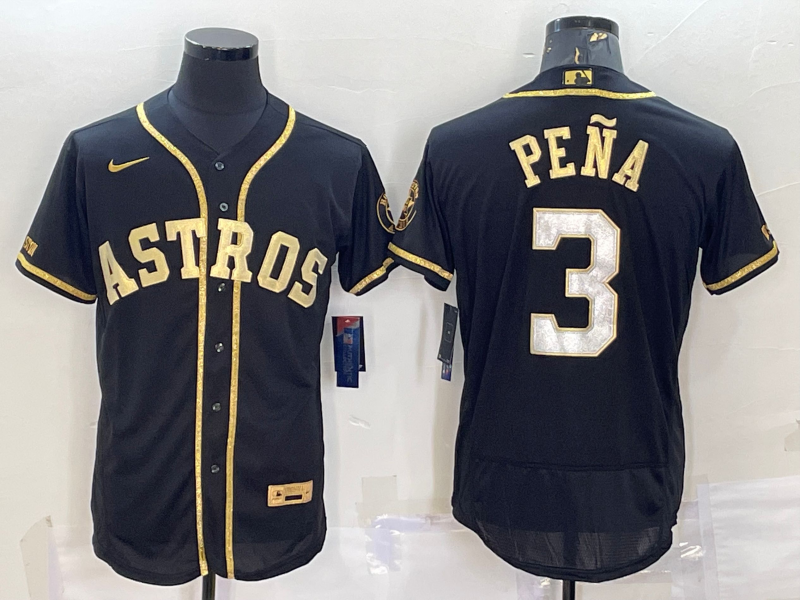 Houston Astros #3 Jeremy Pena Black Gold Flex Base Stitched Jerseys