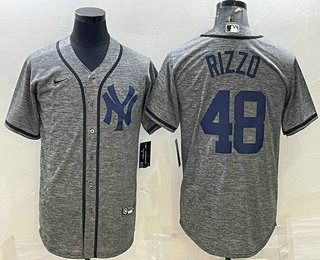 New York Yankees #48 Anthony Rizzo Grey Gridiron Cool Base Stitched Jersey