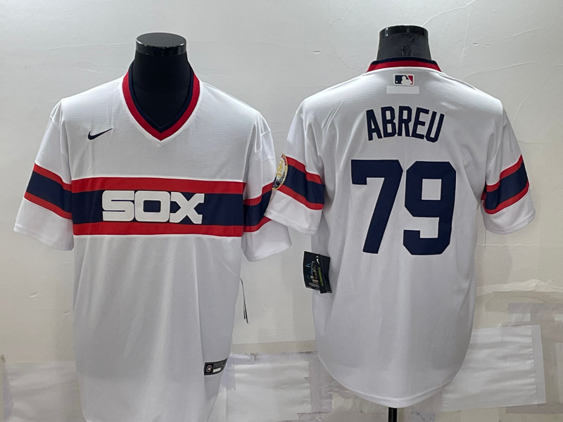 Chicago White Sox #79 Jose Abreu White Pullover Stitched Throwback Cool Base Nike Jersey