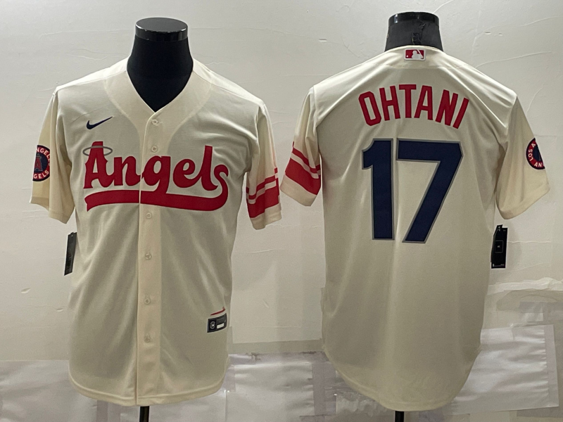 Los Angeles Angels #17 Shohei Ohtani Cream 2022 City Connect Cool Base Stitched Jersey