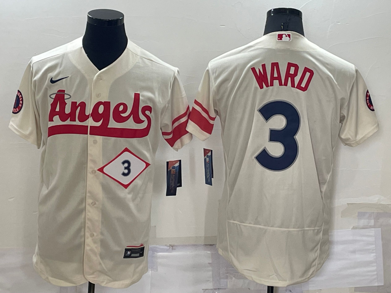 Los Angeles Angels #3 Taylor Ward Number Cream 2022 City Connect Flex Base Stitched Jersey