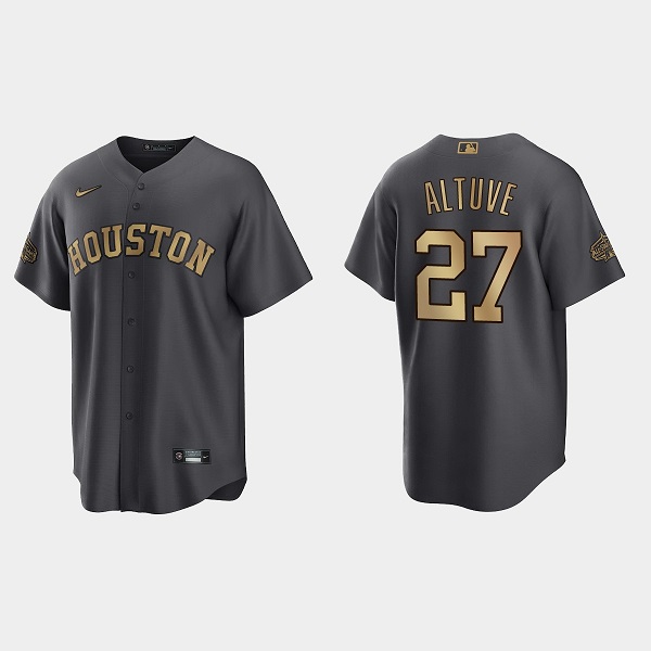 Houston Astros #27 Jose Altuve Charcoal 2022 All-Star Cool Base Stitched Baseball Jersey