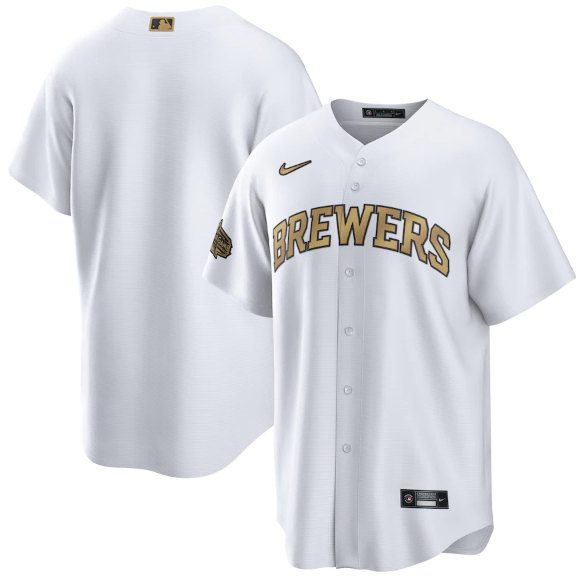 Milwaukee Brewers Blank White 2022 All-Star Cool Base Stitched Baseball Jersey - Click Image to Close