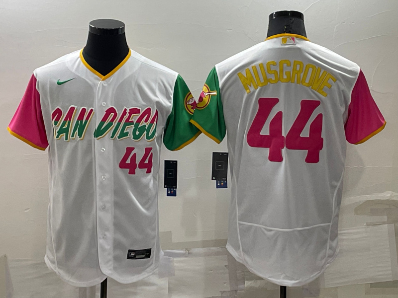 San Diego Padres #44 Joe Musgrove White Number 2022 City Connect Flex Base Stitched Jersey