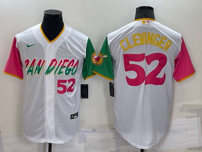 San Diego Padres #52 Mike Clevinger White Number 2022 City Connect Cool Base Stitched Jersey