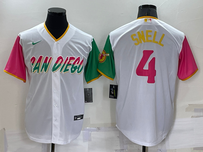 San Diego Padres #4 Blake Snell White 2022 City Connect Cool Base Stitched Jersey